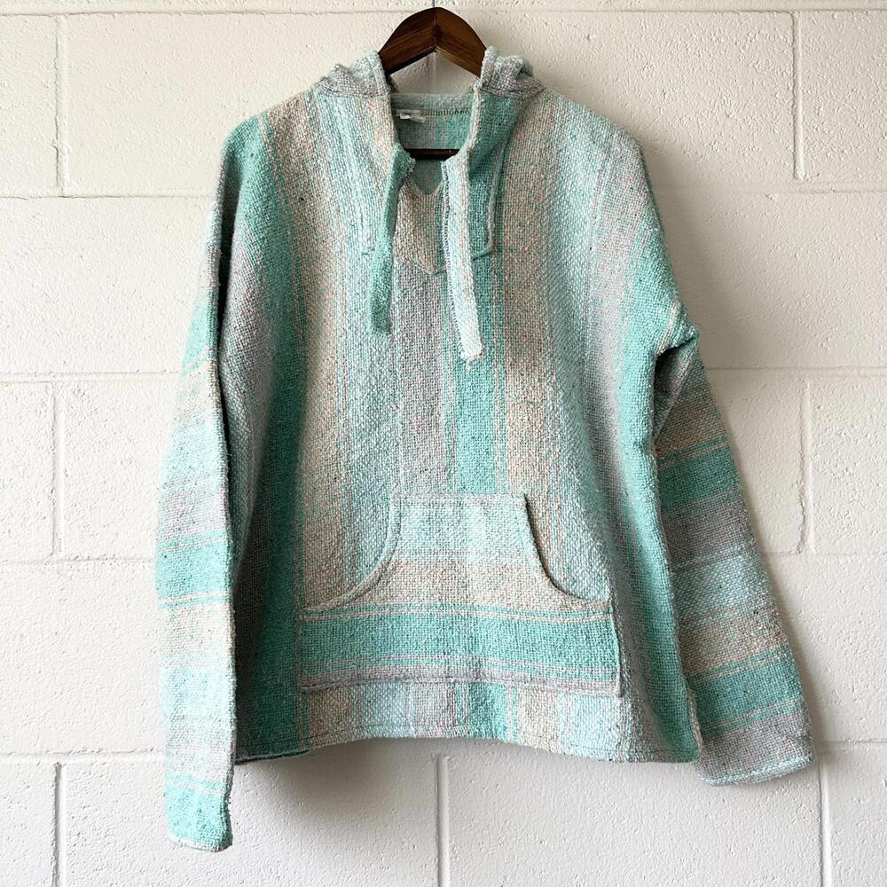 Artesanias Mickey Green Blue White Mexican Baja Hoodie Men’s Medium